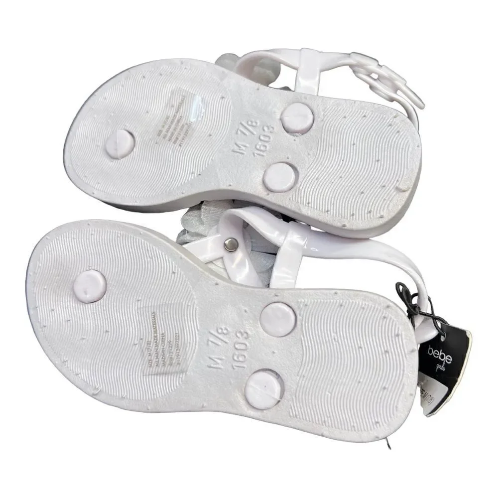Bebe girls jelly sandals - size 7/8- white Chiffon Flower Girl NWT